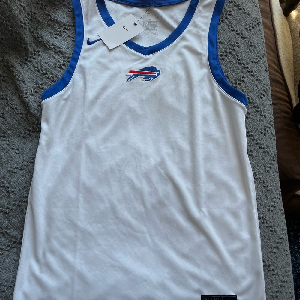 Nike White and Blue Buffalo Bills Sports Jersey
